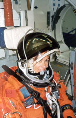 Patty smiling with helmet during Egress training.