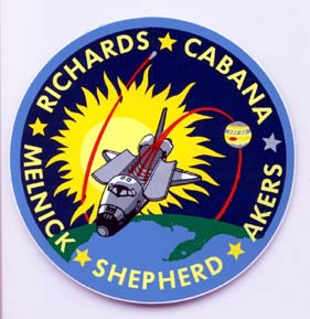 Sticker of International Space Station Crew: Akers, Cabana, Melnick, Richards and Sheperd.