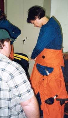 Patty suiting up for Egress training.