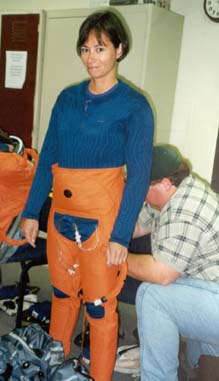 Patty suiting up for Egress training.