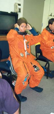 Patty suiting up for Egress training.