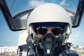 Patty as co-pilot in T-38 at Ellington Field in her first flight.